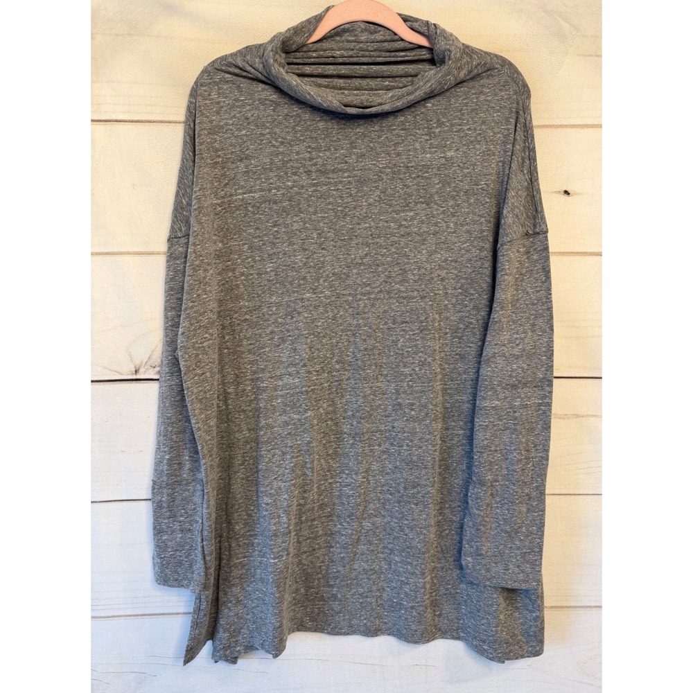 We The Free Free People Grey Cowl Neck Tunic Top Heathered Long Sleeve Small